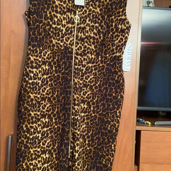 Sleeveless leopard zipper down dress - Picture 2 of 4